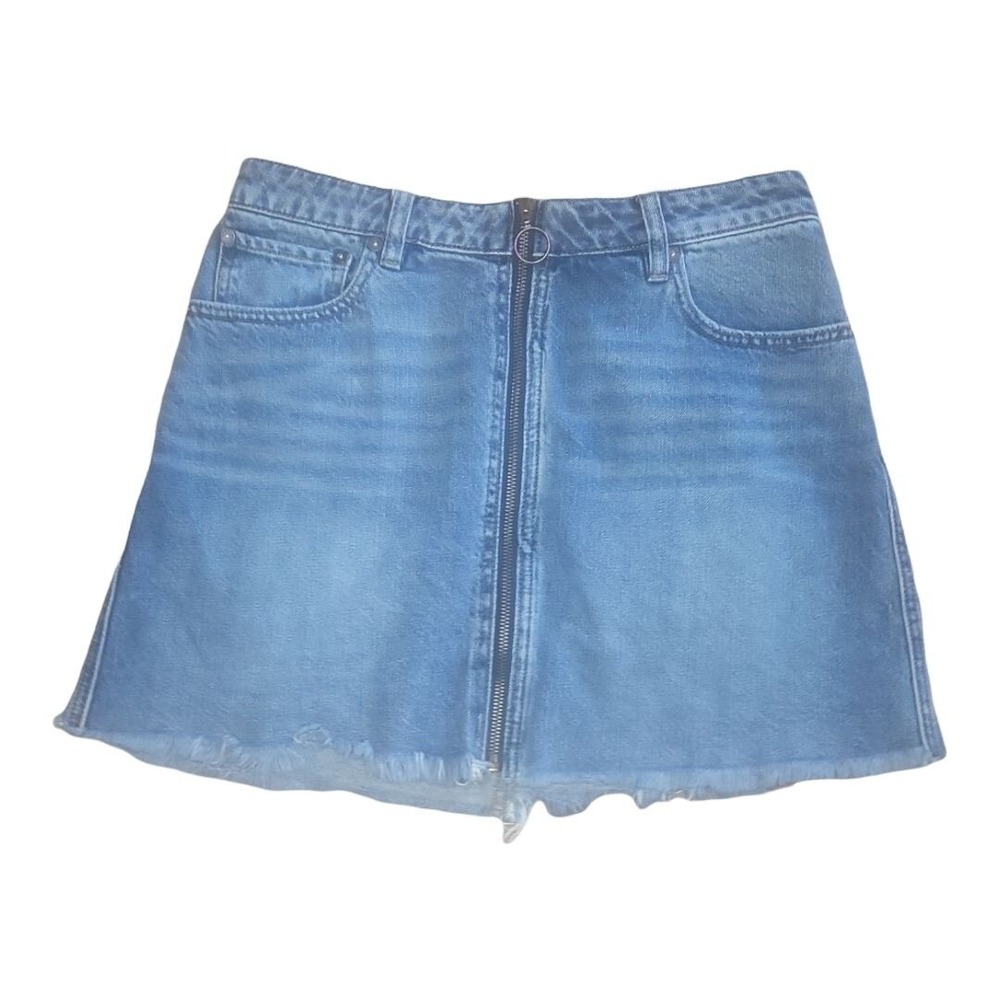 Free People Denim Skirt Women Sz 30 We The Free Full Zip Boho Chic Cottagecore
